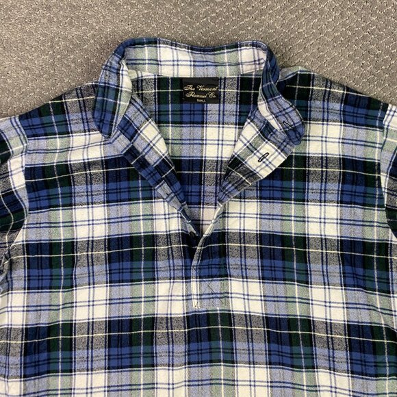 Vermont Flannel Co. Henley Shirt Men's Small Blue Green Plaid Check Pullover - Picture 4 of 13